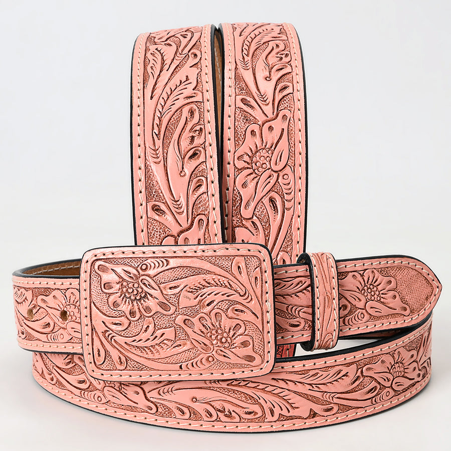 X-L American Darling Hand Carved Unisex Genuine American Leather Belt Tan - Uhorse