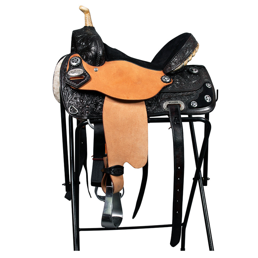 14 In Hilason Western Horse Treeless Trail Barrel American Leather Saddle Black - Uhorse