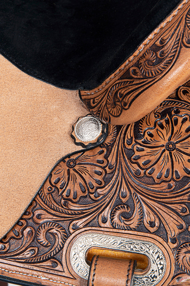 COMFYTACK Western Horse Wade Saddle American Leather Ranch Roping With Reins Tan 16 In