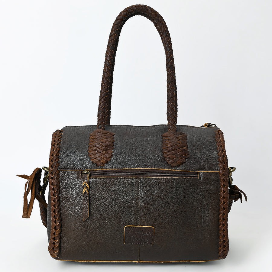 American Darling Speedy Bag Western Genuine Leather Handcrafted Purse with Fringes, Braided Handles and Turquoise Stone