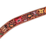 HILASON Western Horse Headstall & Breast Collar Tack Set American Leather Floral Carving Tan