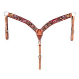 HILASON Western Horse Headstall and Breast Collar Tack Set American Leather Floral Carving Tan - Uhorse