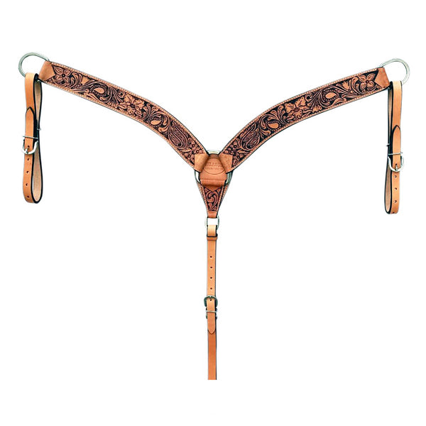 HILASON Western Horse Headstall and Breast Collar Tack Set American Leather Floral Carving Tan - Uhorse