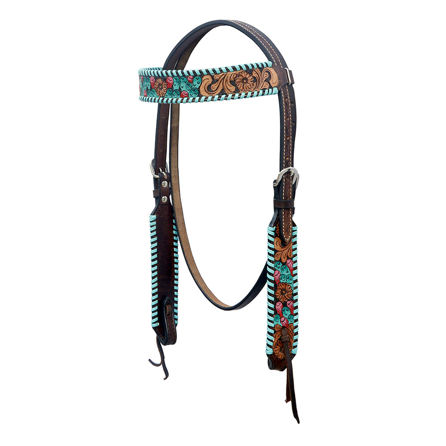 HILASON Western Horse Headstall & Breast Collar American Leather Hand Carving