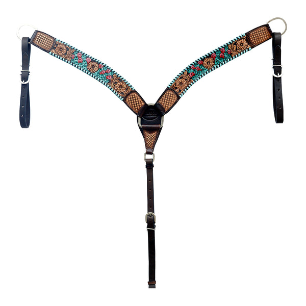 HILASON Western Horse Genuine Leather Floral Design Tack Set Dark Brown - Uhorse