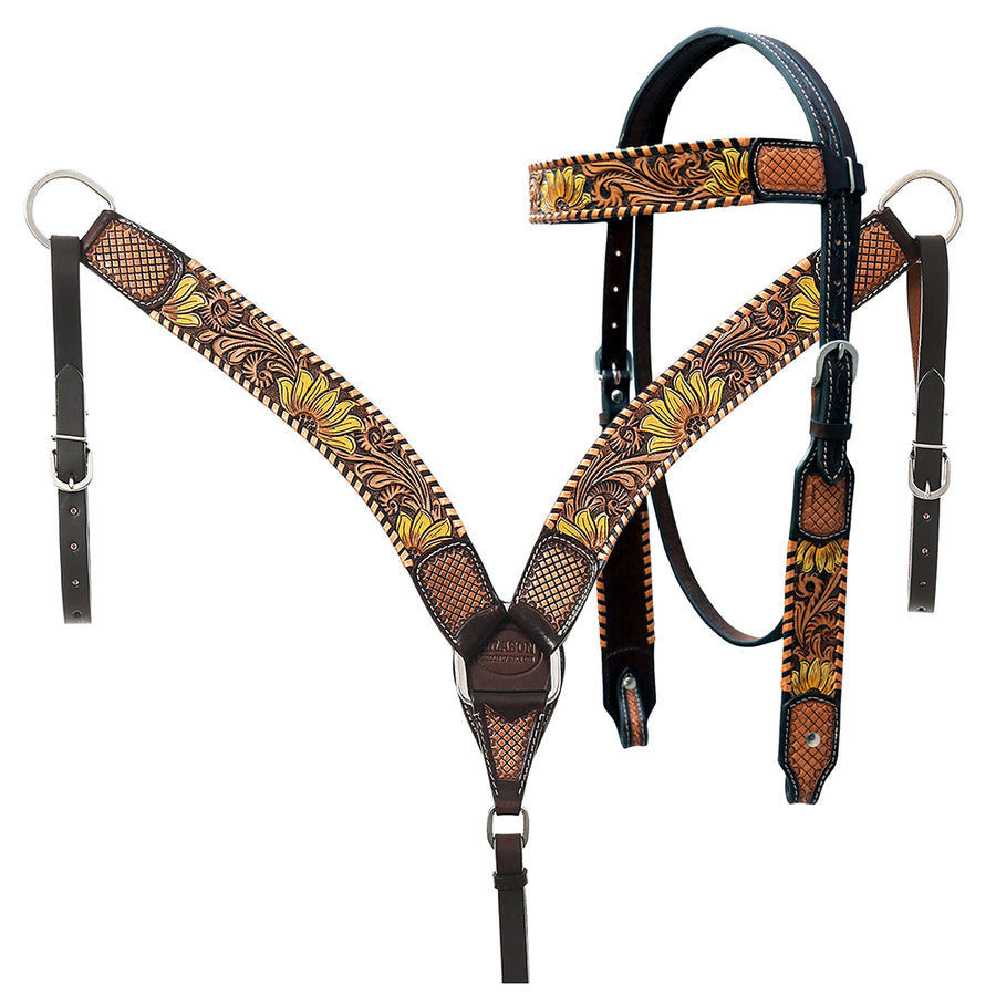 Hilason Genuine Leather Western Horse Tack Set Brown - Uhorse