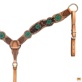 HILASON Western Leather Horse Headstall Floral Carved Hand Painted Tan | Tack