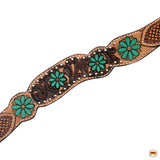 HILASON Western Leather Horse Headstall Floral Carved Hand Painted Tan | Tack