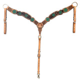 HILASON Western Leather Horse Headstall Floral Carved Hand Painted Tan | Tack