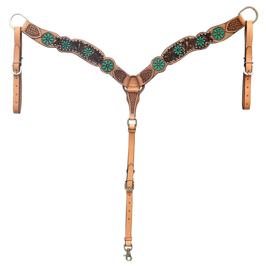 Hilason Western Horse Floral Hand Painted American Leather Breast Collar - Uhorse