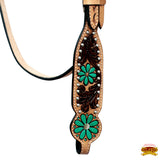 HILASON Western Leather Horse Headstall Floral Carved Hand Painted Tan | Tack