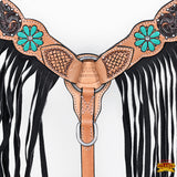 HILASON Western Leather Horse Headstall Floral Carved Hand Painted Tan | Tack