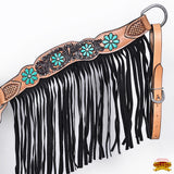 HILASON Western Leather Horse Headstall Floral Carved Hand Painted Tan | Tack
