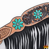 HILASON Western Leather Horse Headstall Floral Carved Hand Painted Tan | Tack
