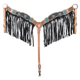 HILASON Western Leather Horse Headstall Floral Carved Hand Painted Tan | Tack