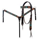 Hilason Horse Floral Hand Painted American Leather Breast Collar Headstall Dark Brown - Hilason