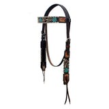 HILASON Western Leather Horse Headstall Breast Collar Floral Tack Set Dark Brown | for Horses