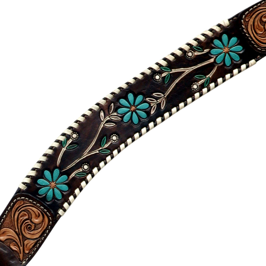 HILASON Western Horse Leather Breast Collar Floral Design Dark Brown | for Horses