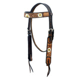 Hilason Horse Floral Hand Painted American Leather Breast Collar Headstall Brown