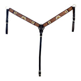 Hilason Horse Floral Hand Painted American Leather Breast Collar Headstall Brown