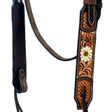 Hilason Horse Floral Hand Painted American Leather Breast Collar Headstall Brown