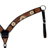 Hilason Horse Floral Hand Painted American Leather Breast Collar Headstall Brown