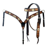 Hilason Horse Floral Hand Painted American Leather Breast Collar Headstall Brown