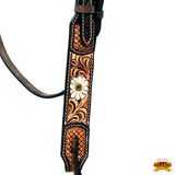 Hilason Western Horse Floral Hand Painted American Leather Breast Collar Fringes Brown