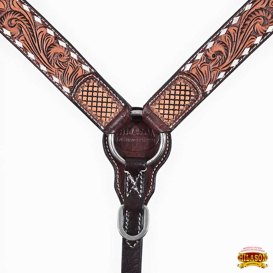 HILASON Western Leather Horse Headstall Breast Collar American Dark Brown Harness | Tack Set for Horses