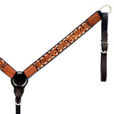 HILASON Western Leather Horse Headstall Breast Collar American Leather Dark Brown Harness | Leather Headstall | Leather Breast Collar | Tack Set for Horses