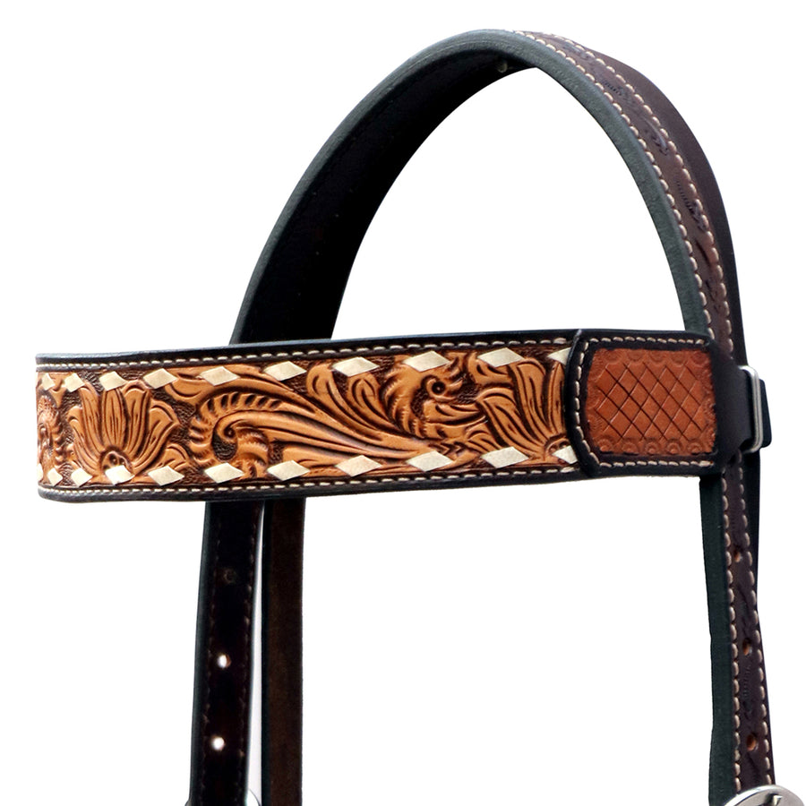 HILASON Western Leather Horse Headstall Breast Collar American Dark Brown Harness | Tack Set for Horses