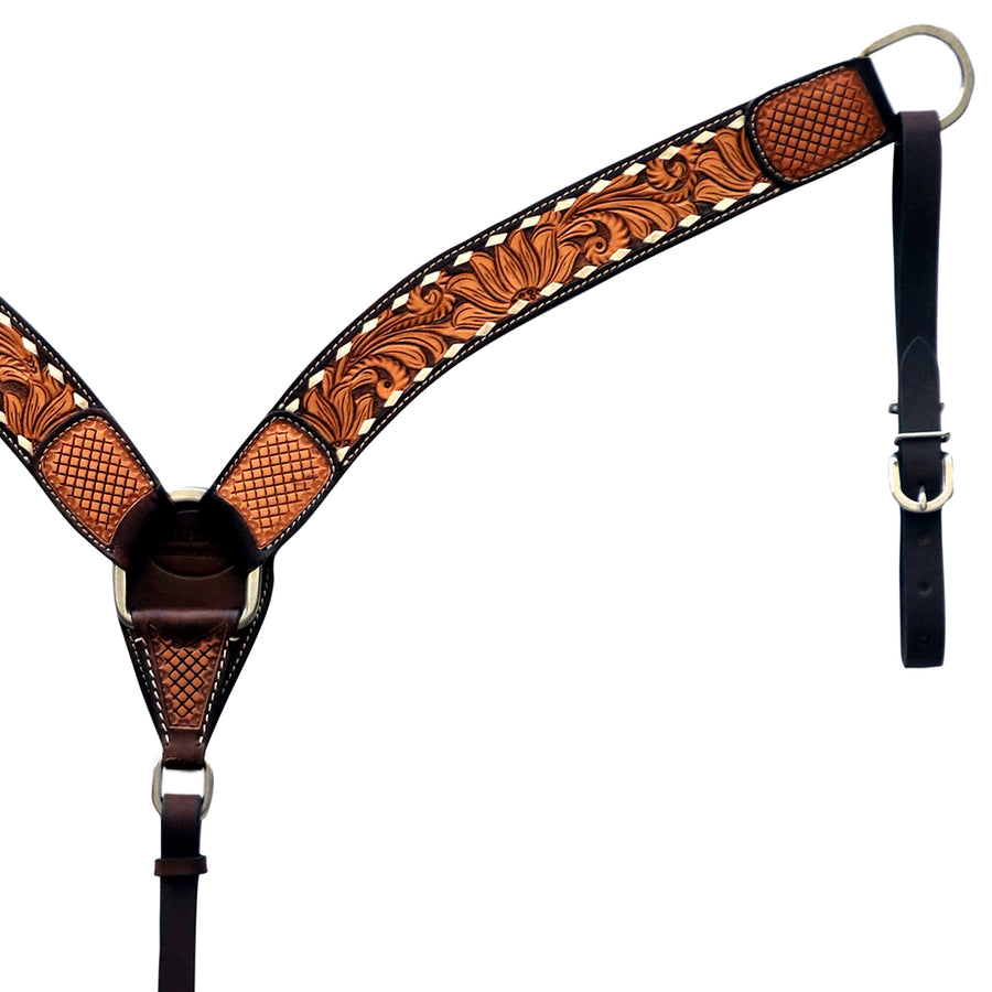 HILASON Western Leather Horse Headstall Breast Collar American Dark Brown Harness | Tack Set for Horses
