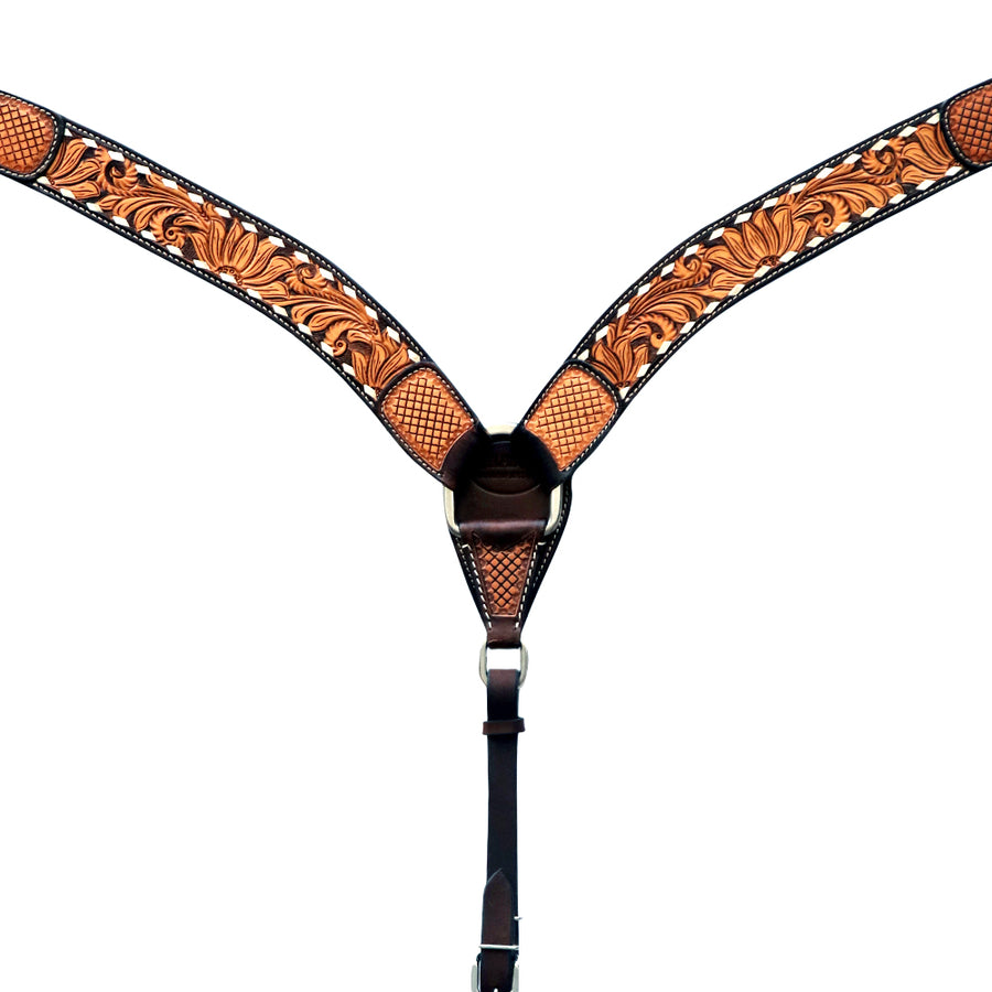 HILASON Western Leather Horse Headstall Breast Collar American Dark Brown Harness | Tack Set for Horses