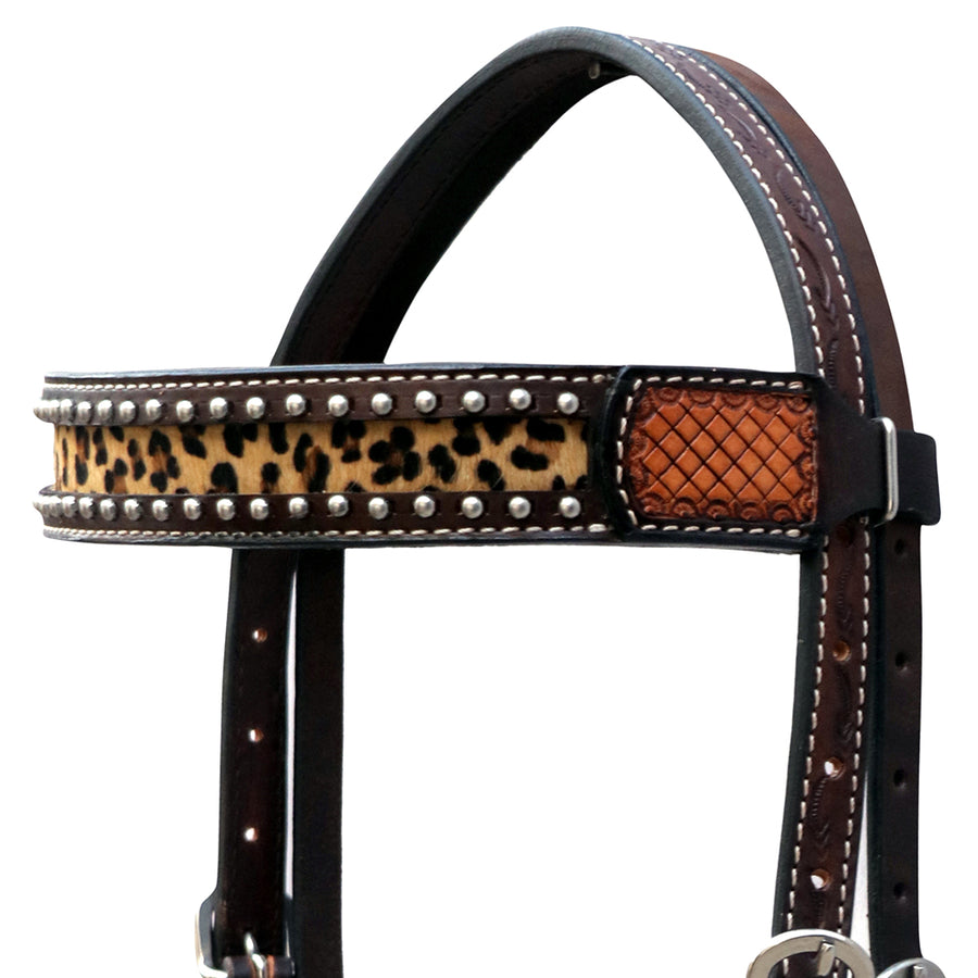 HILASON Western Leather Horse Headstall Breast Collar American Dark Brown Harness | Tack Set for Horses