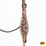 HILASON Western Horse Headstall & Breast Collar American Leather Floral Carving