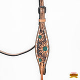 HILASON Western Horse Headstall & Breast Collar American Leather Floral Carving