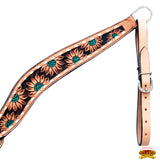 HILASON Western Horse Headstall & Breast Collar American Leather Floral Carving