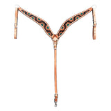 HILASON Western Horse Headstall & Breast Collar American Leather Floral Carving