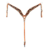 Hilason Horse Floral Hand Painted American Leather Breast Collar Headstall Brown - Uhorse