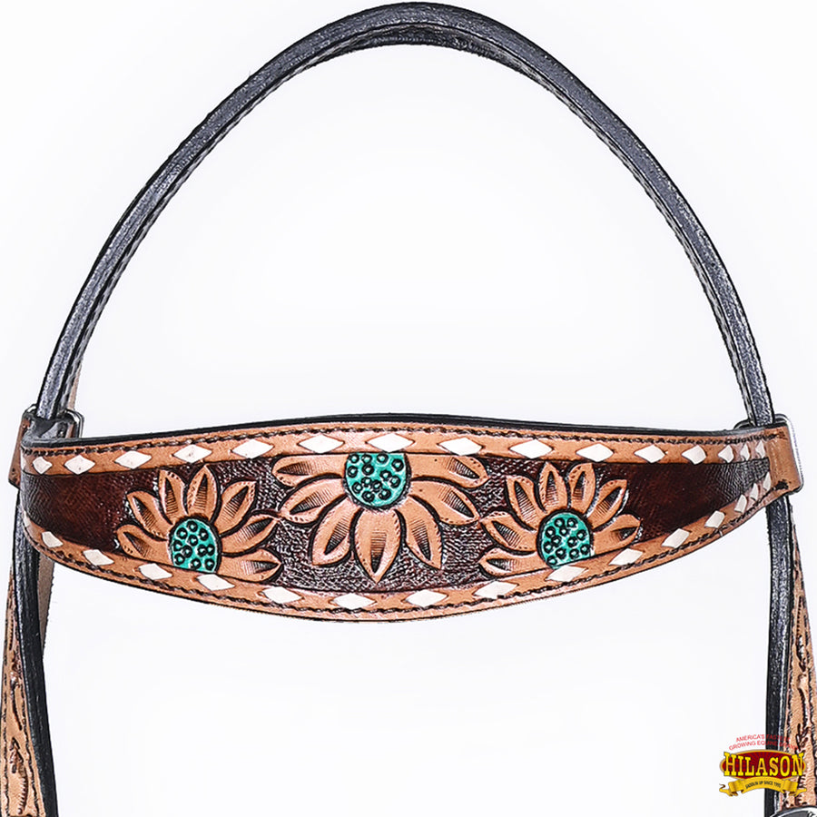HILASON Western Horse Headstall Breast Collar Leather Dark Brown | Tack Set for Horses