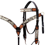 Hilason Horse Hand Tooled American Hair On Leather Breast Collar Headstall Brown - Uhorse