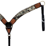 Hilason Horse Hand Tooled American Hair On Leather Breast Collar Headstall Brown
