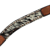 Hilason Horse Hand Tooled American Hair On Leather Breast Collar Headstall Brown