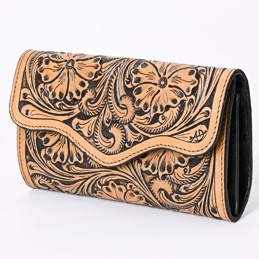 American Darling Wallet Hand Tooled Genuine Leather Western Women Bag | Handbag Purse Wristlet Travel Clutch - Uhorse