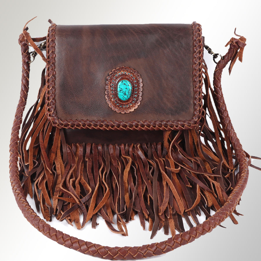 American Darling Small Cross body Bag Western Genuine Leather Handcrafted Purse with Turquoise Stone and YKK Zipper