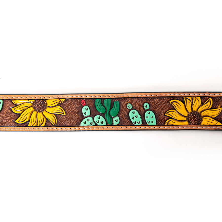 American Darling Beautifully Hand Tooled Tan Genuine Leather Belt Men and Women Western with Removable Buckle