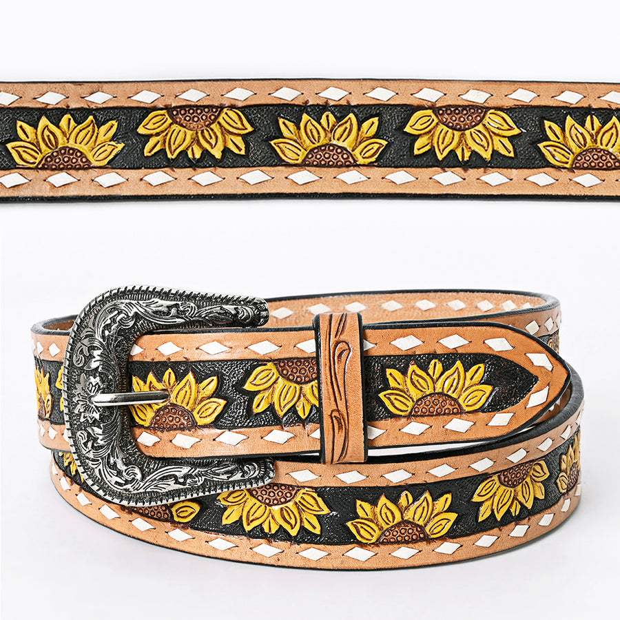 Beautifully Hand Tooled Hand Painted Genuine American Leather Belt Men and Women - Uhorse