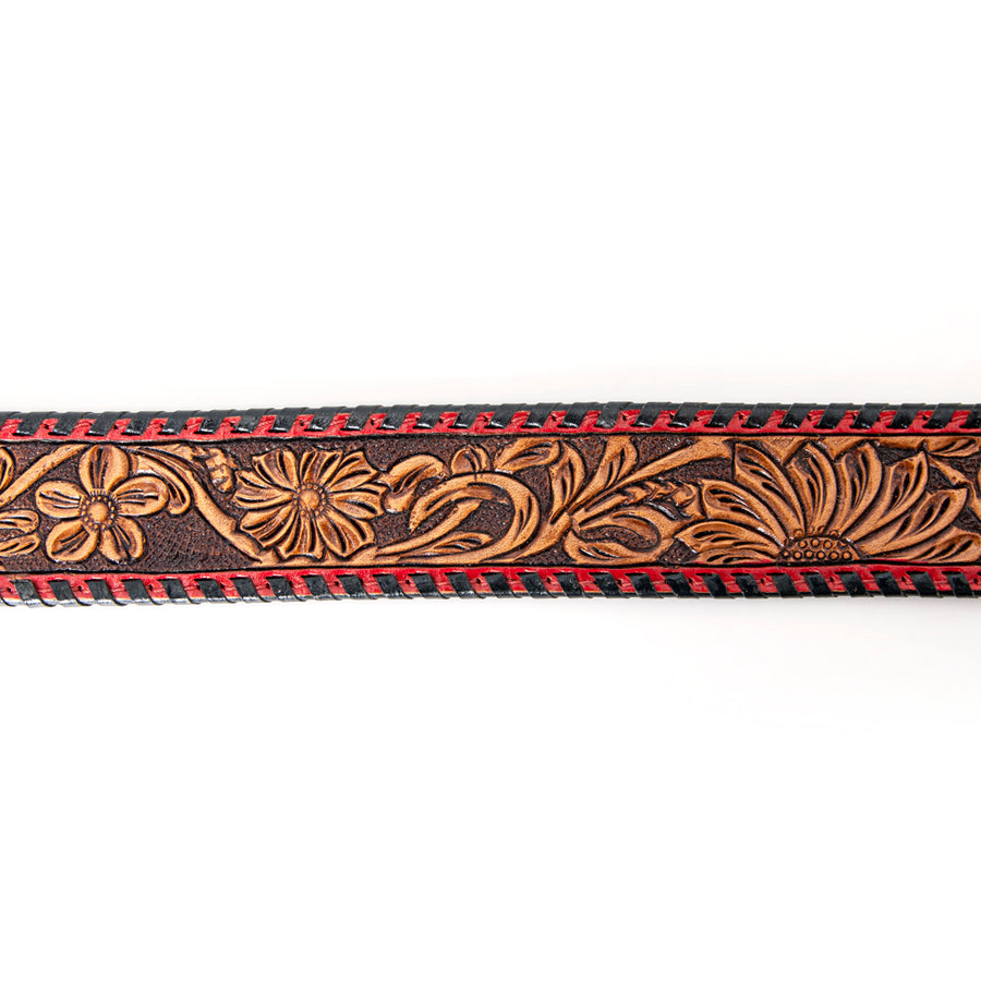 American Darling Beautifully Hand Tooled Tan Genuine Leather Belt Men and Women Western with Removable Buckle