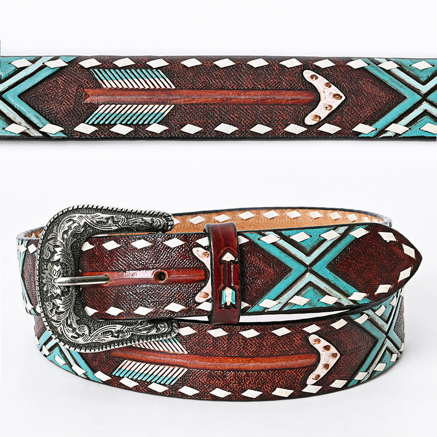 Beautifully Hand Tooled Hand Painted Genuine American Leather Belt Men and Women - Uhorse