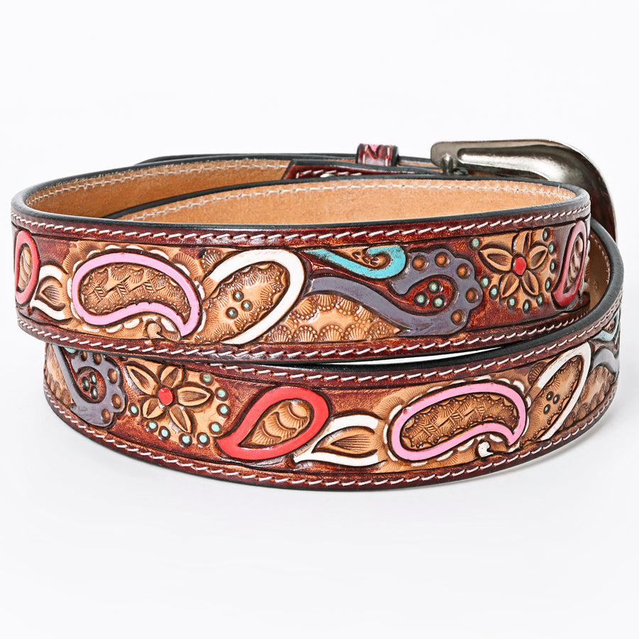 American Darling Beautifully Hand Tooled Tan Genuine Leather Belt Men and Women Western with Removable Buckle